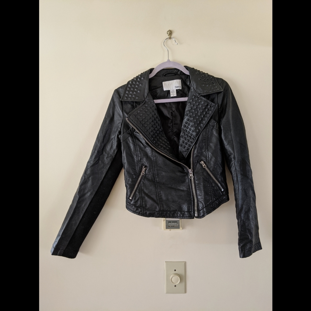 Faux leather jacket studded